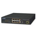 PLANET FGSD-1011HP 8-Port 10/100TX 802.3at PoE + 1-Port 10/100/1000T + 1-Port 100/1000X SFP Desktop Switch (120 watts)